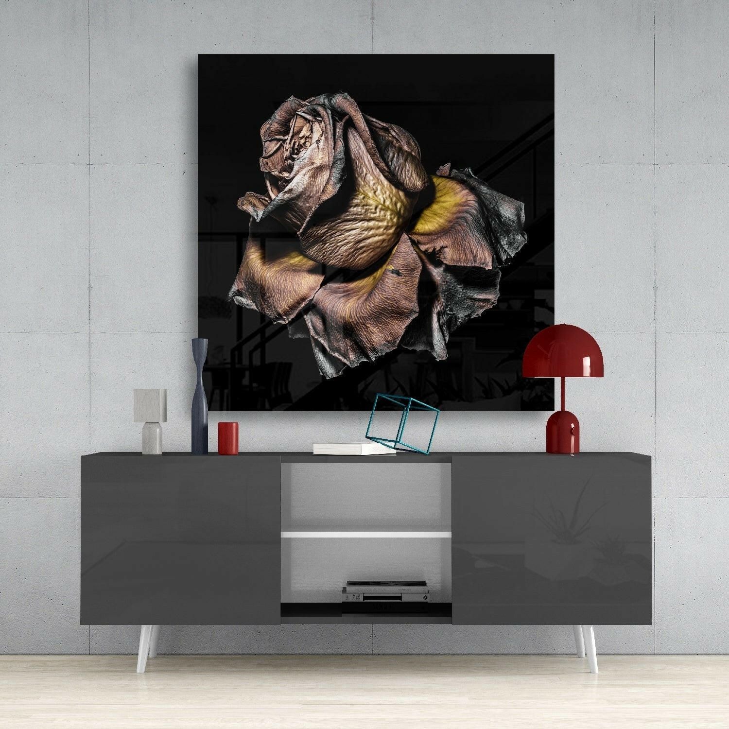 Insigneart USA Insigneart USA Dried Rose Glass Wall Art