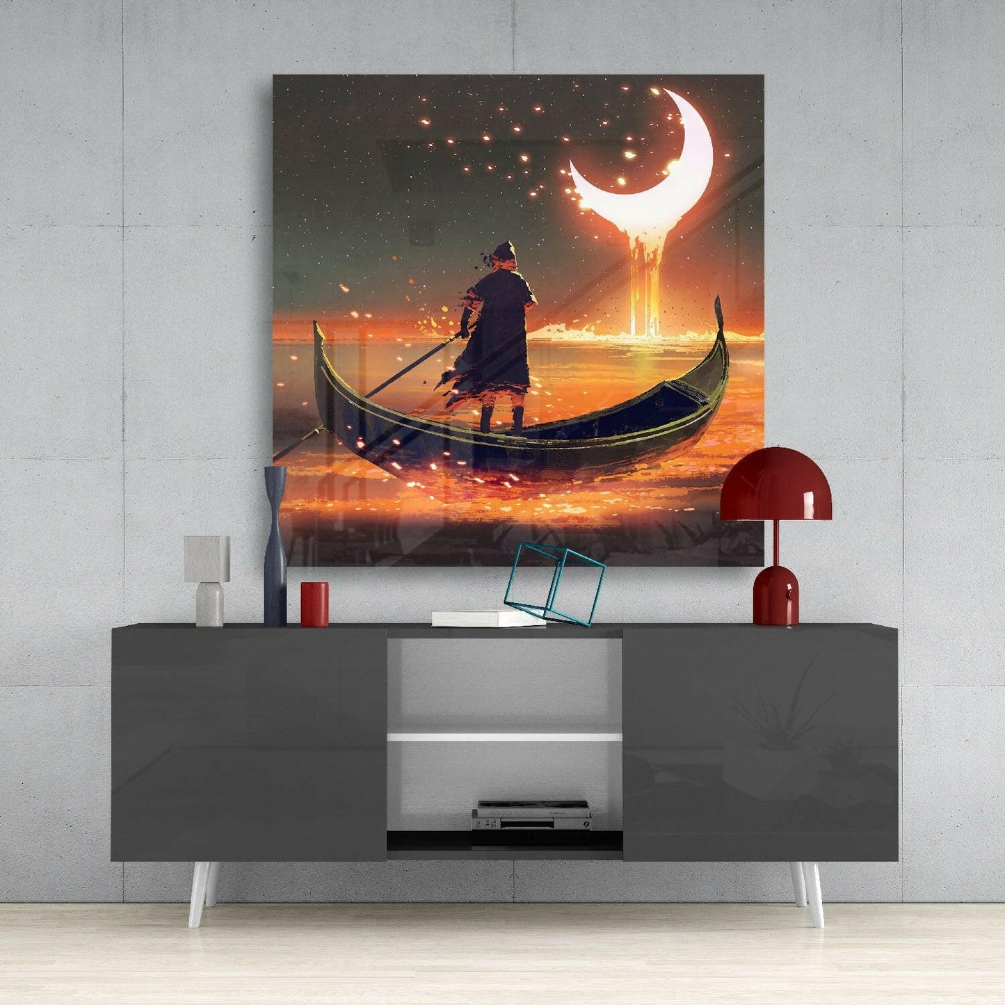 Insigneart USA Insigneart USA Red Moon Glass Wall Art