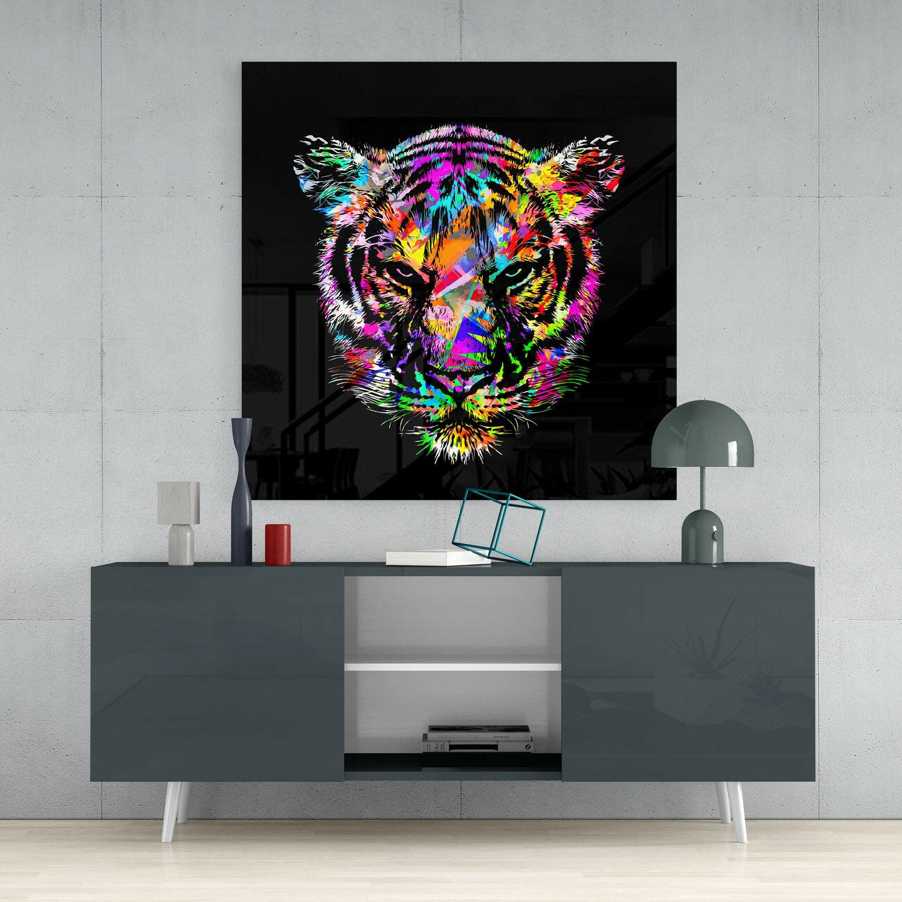 Insigneart USA Insigneart USA Colored Tiger Glass Wall Art