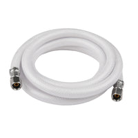 10ft Fridge Ice Maker Water Connector Line, Polyester Reinforced PVC, 1/4" Comp by 1/4" Comp Connection, White
