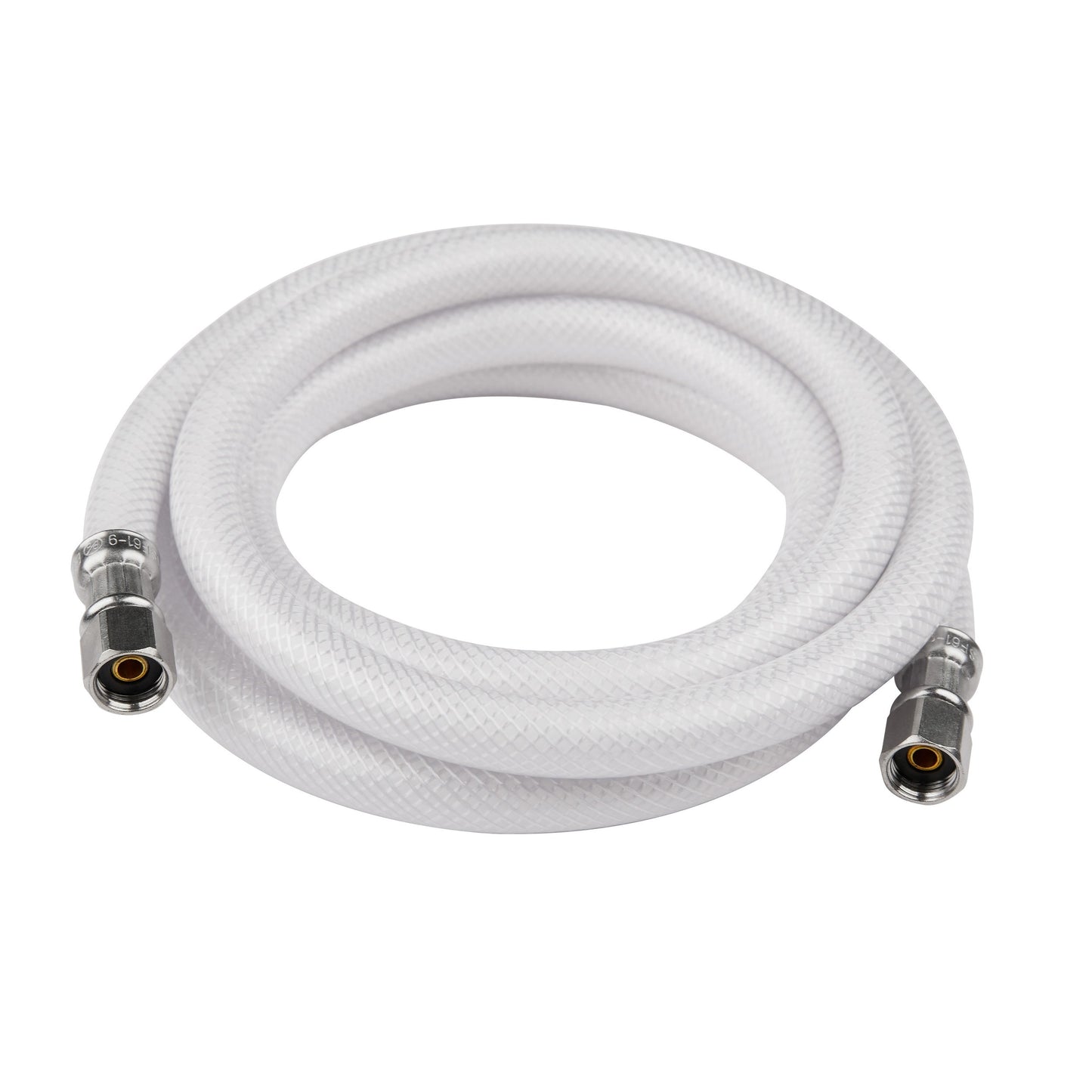 10 Pcs 8ft Fridge Ice Maker Water Connector Line, Polyester Reinforced PVC, 1/4" Comp By 1/4" Comp Connection, White
