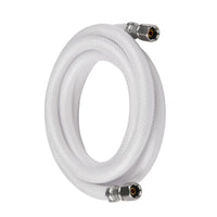 12ft Fridge Ice Maker Water Connector Line, Polyester Reinforced PVC, 1/4" Comp By 1/4" Comp Connection, White