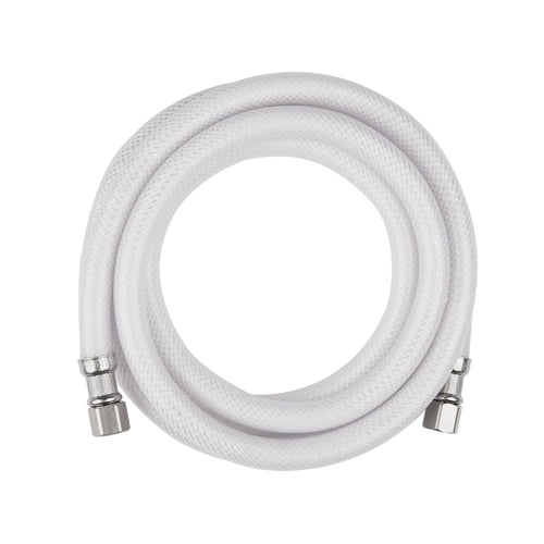 10ft Fridge Ice Maker Water Connector Line, Polyester Reinforced PVC, 1/4" Comp by 1/4" Comp Connection, White