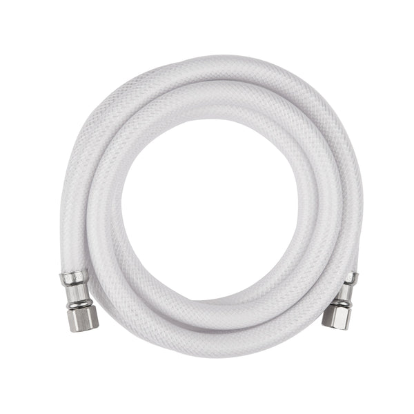 10ft Fridge Ice Maker Water Connector Line, Polyester Reinforced PVC, 1/4" Comp by 1/4" Comp Connection, White