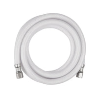 8ft Fridge Ice Maker Water Connector Line, Polyester Reinforced PVC, 1/4" Comp By 1/4" Comp Connection, White