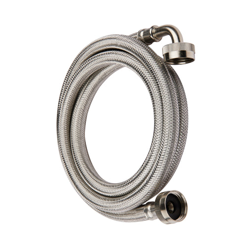 6ft Washing Machine Hose, with 90 Degree Elbow, Stainless Steel
