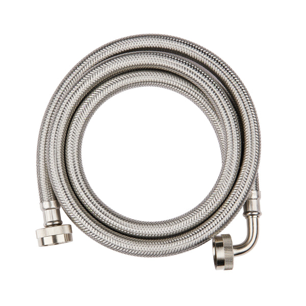 4ft Washing Machine Hose, With 90 Degree Elbow, Stainless Steel Plumbingsell