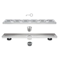 Linear Shower Drain 36" with Removable Grate,Brushed Polished 304 Stainless Steel Shower Drain,Floor Shower Drain with Hair Strainer, Adjustable Levelingft