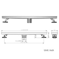 Linear Shower Drain 36" with Removable Grate,Brushed Polished 304 Stainless Steel Shower Drain,Floor Shower Drain with Hair Strainer, Adjustable Levelingft
