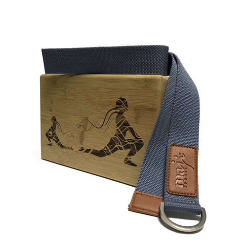 Laser Engraved Bamboo Yoga Block & Strap Combo Jupiter Gear