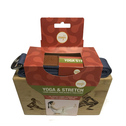Laser Engraved Bamboo Yoga Block & Strap Combo Jupiter Gear