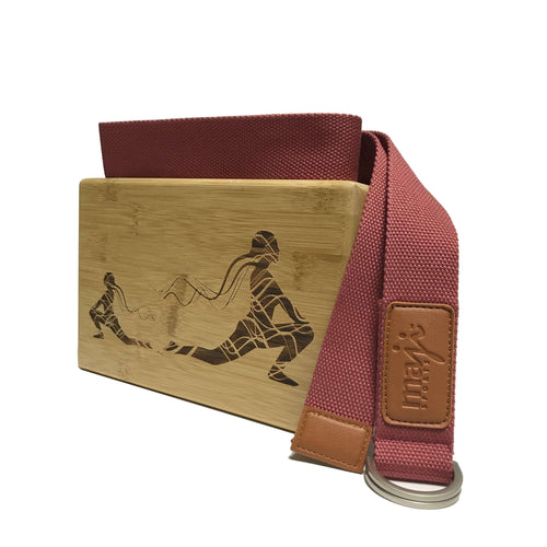 Laser Engraved Bamboo Yoga Block & Strap Combo Jupiter Gear