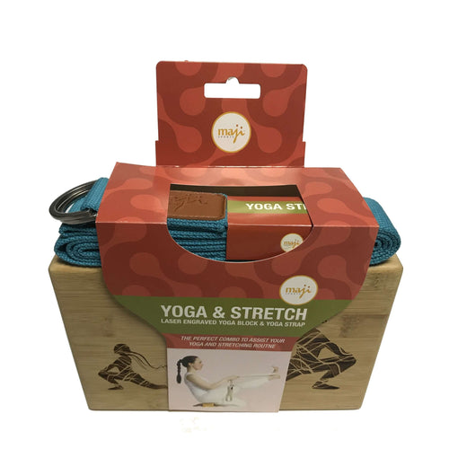 Laser Engraved Bamboo Yoga Block & Strap Combo Jupiter Gear