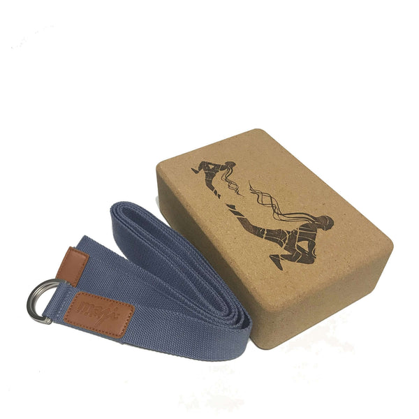 Laser Engraved Cork Yoga Block & Strap Combo Jupiter Gear
