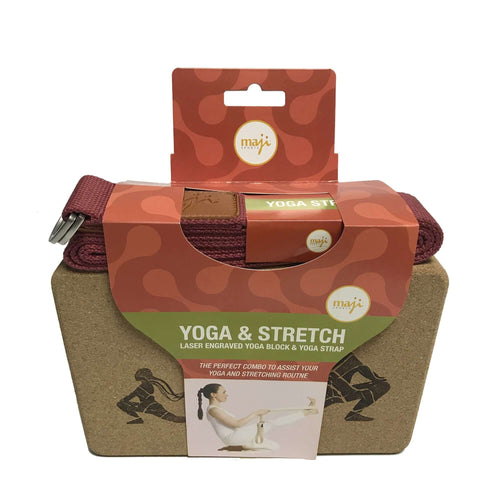 Laser Engraved Cork Yoga Block & Strap Combo Jupiter Gear