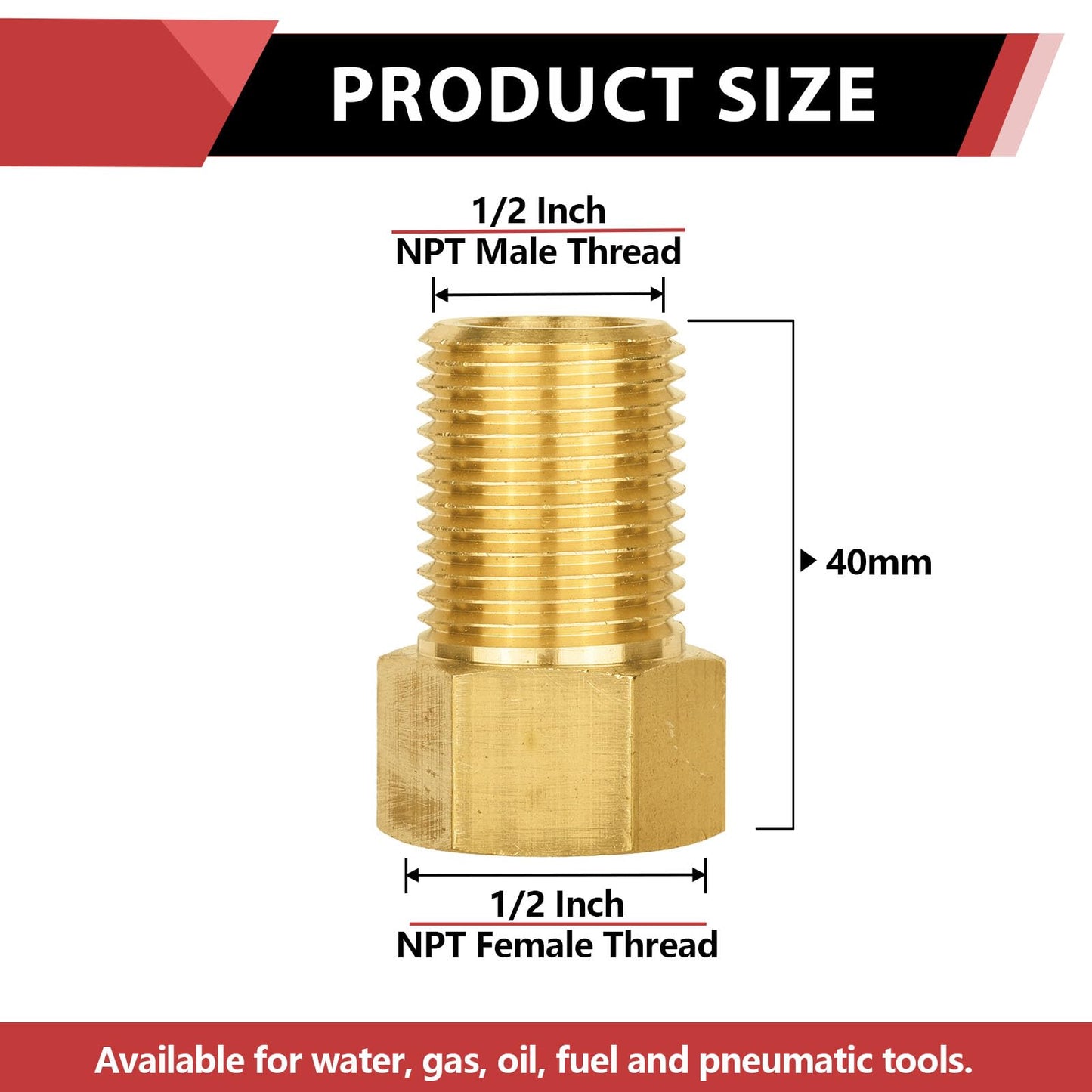 30 Pcs 40MM 1/2 FIP X MIP