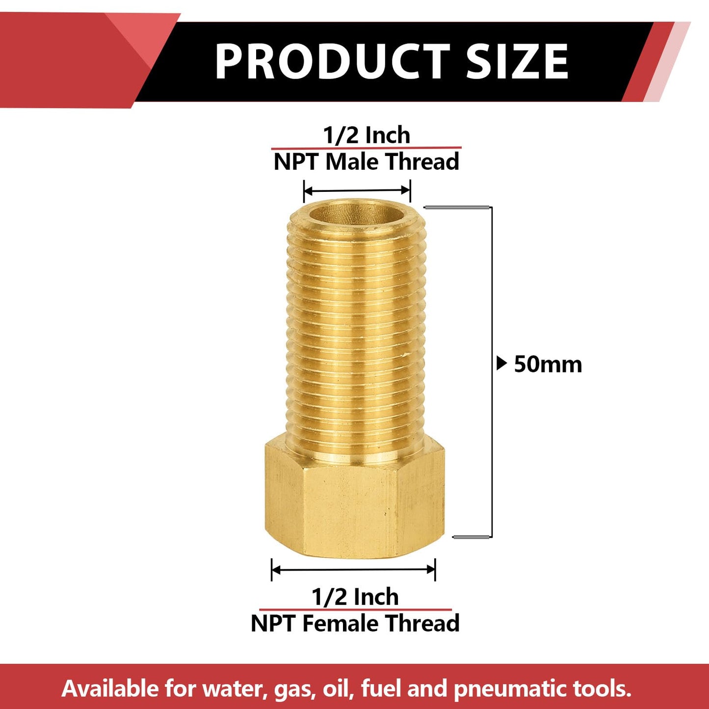 30 Pcs 50MM 1/2 FIP X MIP