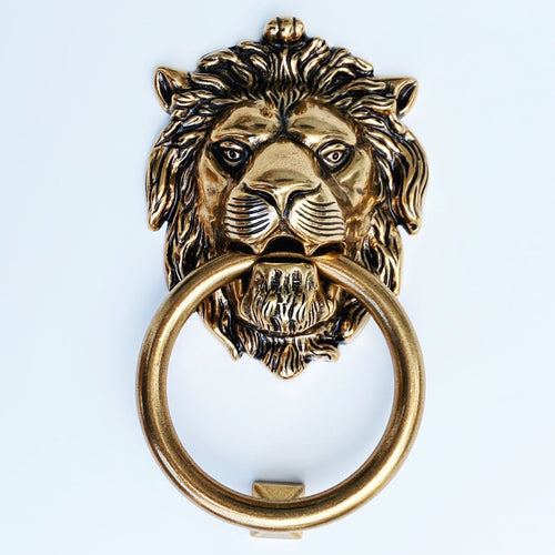 Brass Lionhead Door Knocker - Holiday Gift Euro • Knobs