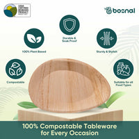 Bosnal - Palm Leaf Biodegradable Plates, 10 inch, Oval Bosnal
