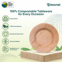 Bosnal - Palm Leaf Biodegradable Bowls, 9.5 inch Round Soup Bowl Bosnal