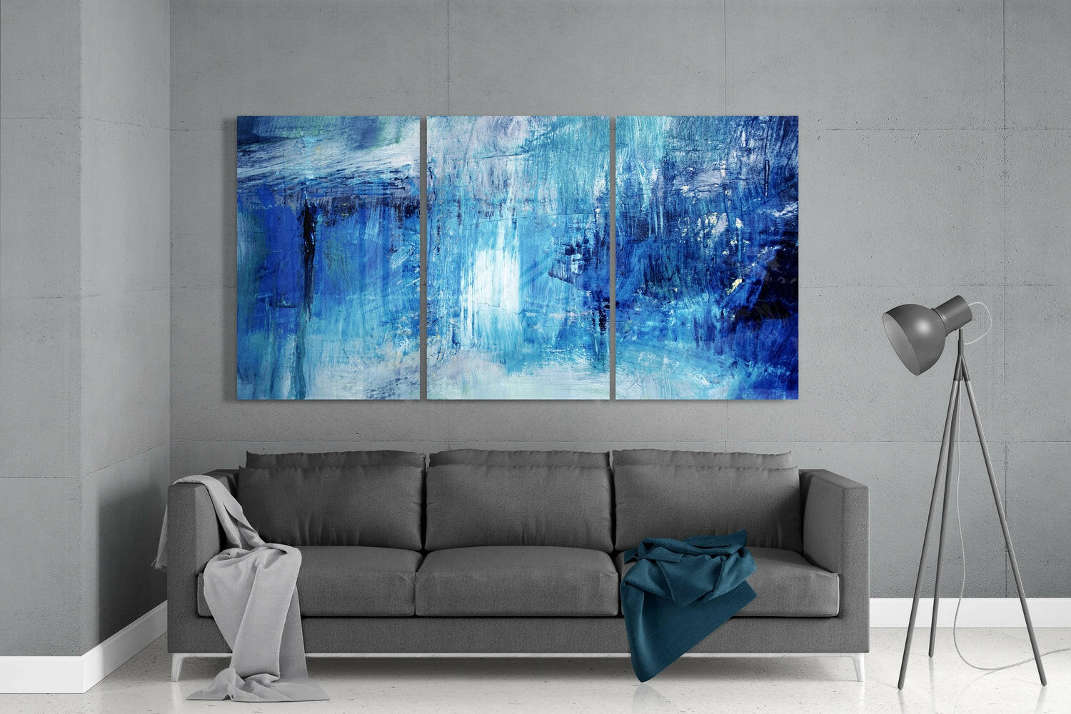 Insigneart USA Insigneart USA Abstract Blue Mega Glass Wall Art