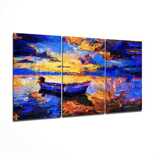 Insigneart USA Insigneart USA Boat at Sunset Mega Glass Wall Art