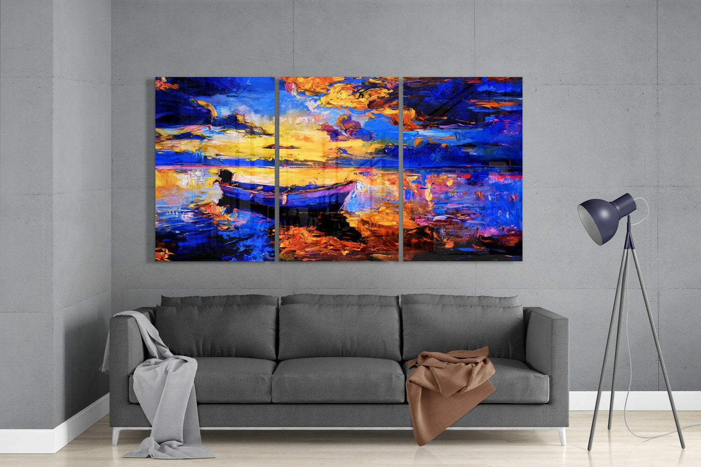 Insigneart USA Insigneart USA Boat at Sunset Mega Glass Wall Art