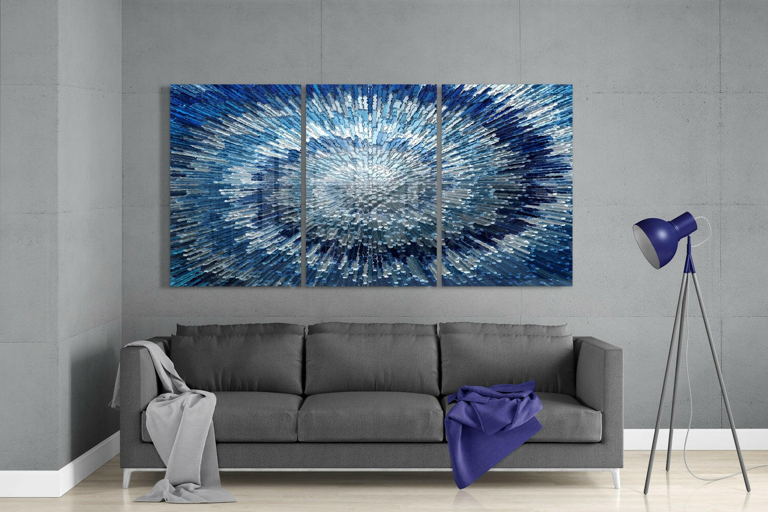 Insigneart USA Insigneart USA Blue Texture Glass Wall Art
