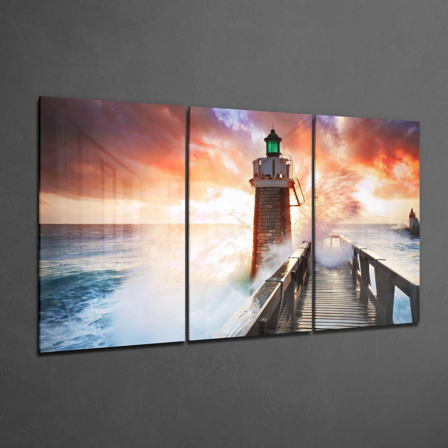 Insigneart USA Insigneart USA Lighthouse and Pier Glass Wall Art