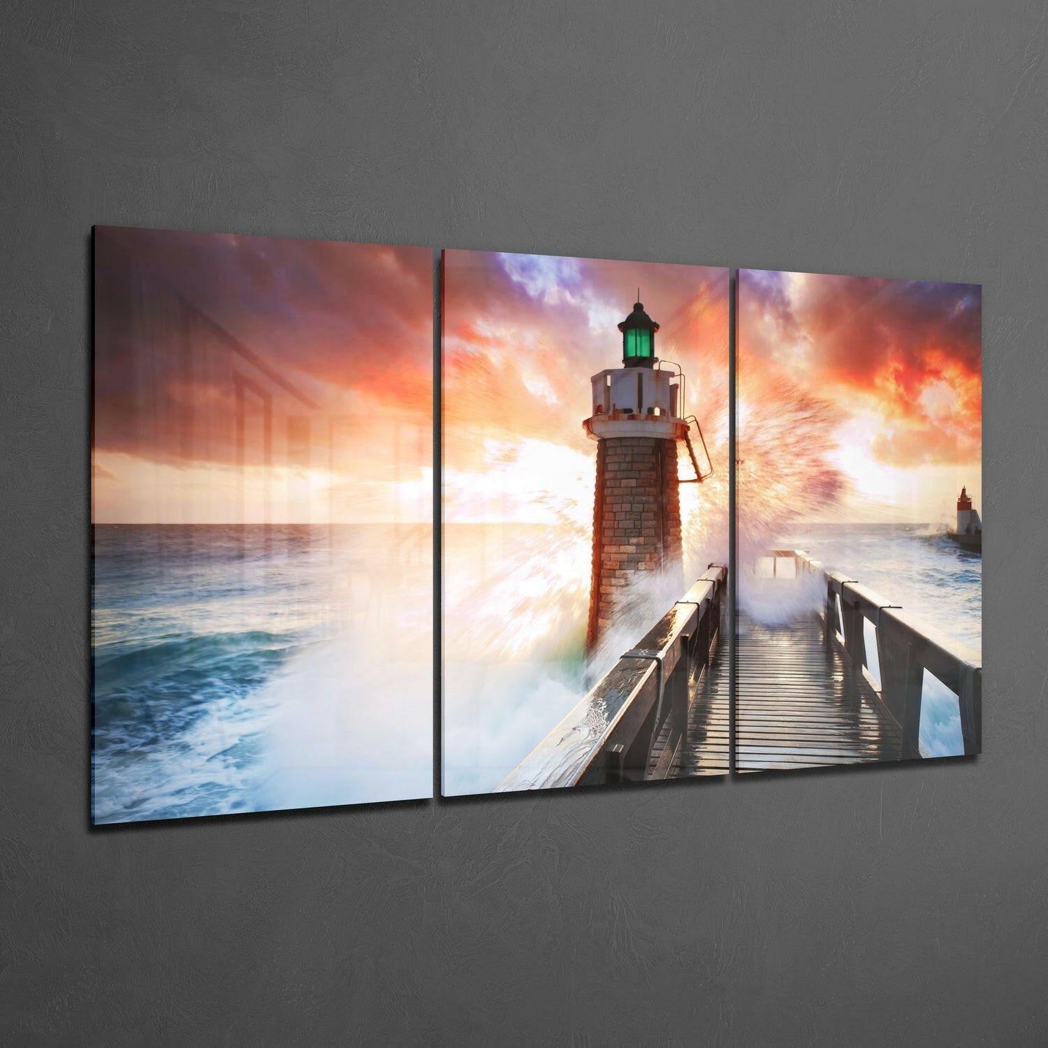Insigneart USA Insigneart USA Lighthouse and Pier Glass Wall Art