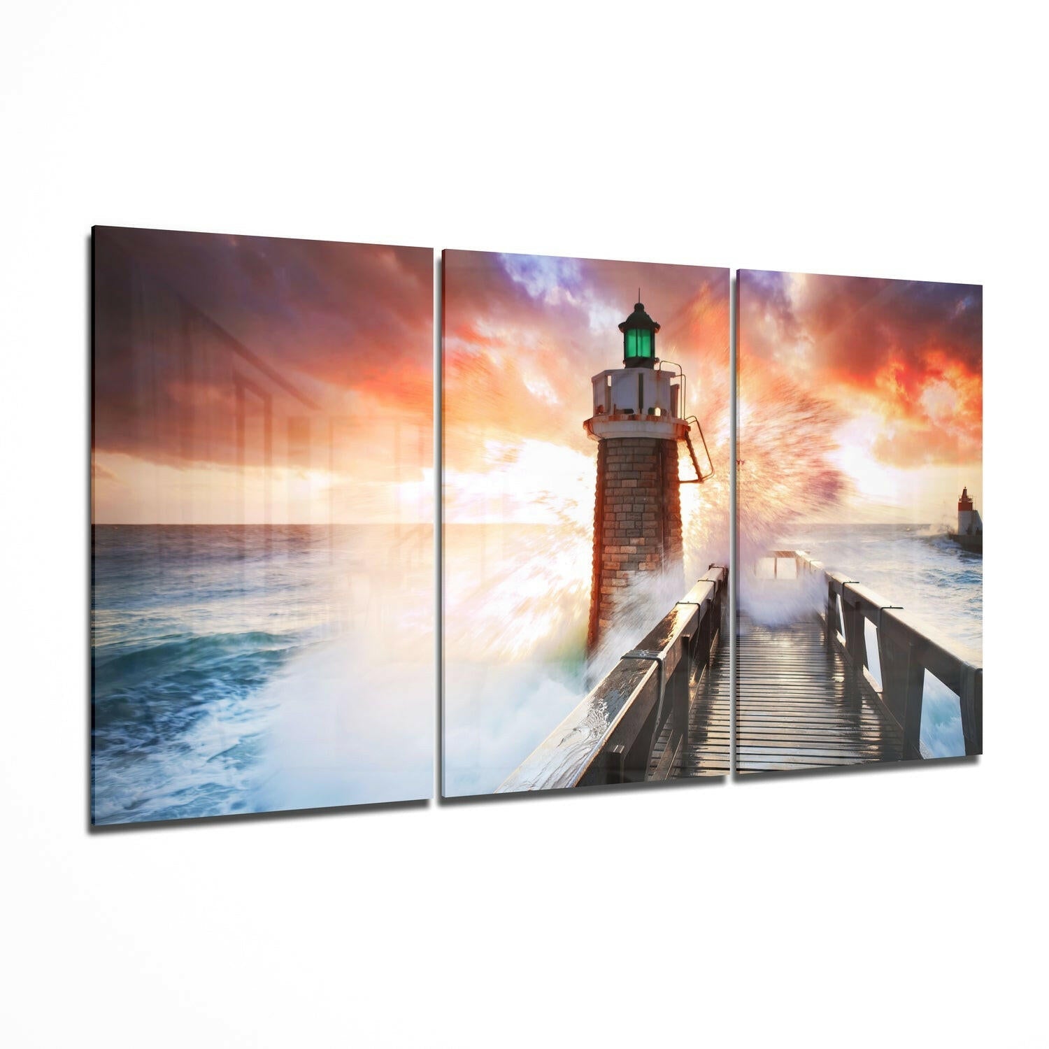 Insigneart USA Insigneart USA Lighthouse and Pier Glass Wall Art