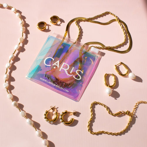 Vesta Pearl Hoop Earrings Caris Jewelry