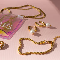 Vesta Pearl Hoop Earrings Caris Jewelry