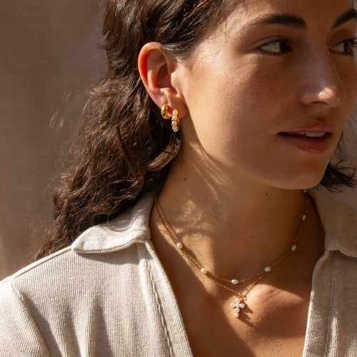 Gracie Pearl Hoop Earrings Caris Jewelry