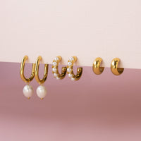 Vesta Pearl Hoop Earrings Caris Jewelry