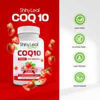 CoQ10 100mg Strawberry Chewable Tablets Shiny Leaf