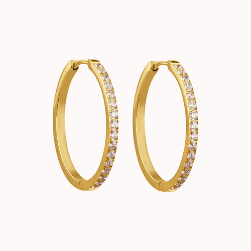 Medium Classic Diamond Hoop Earrings Caris Jewelry