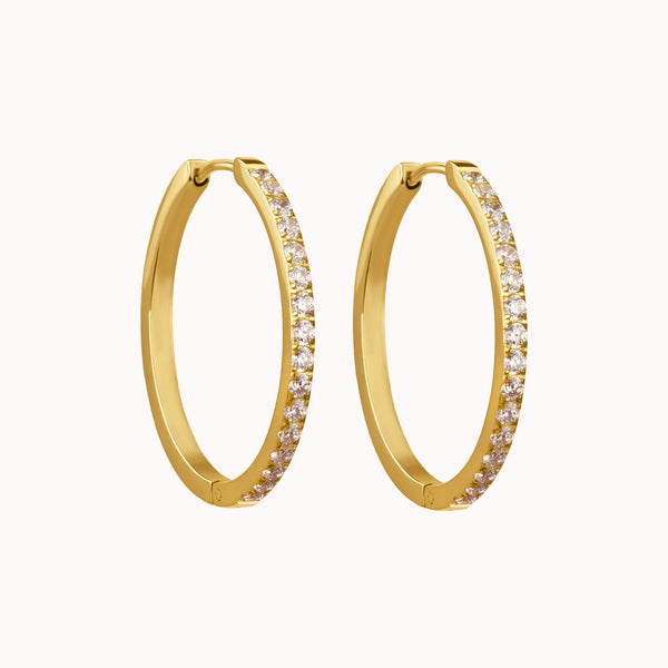 Medium Classic Diamond Hoop Earrings Caris Jewelry