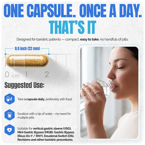 Methylated Bariatric Multivitamins with 45mg Iron 1 capsule a day Shiny Leaf