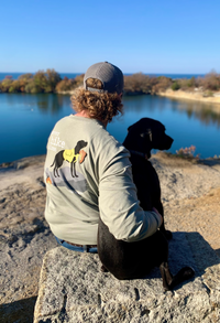Long Sleeve T-shirt: Never Hike Alone Dog is Good