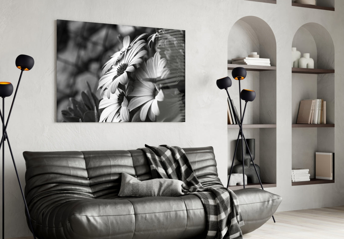Insigneart USA Insigneart USA Black - White Flower Glass Wall Art