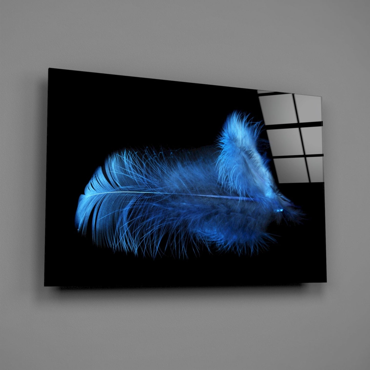 Insigneart USA Insigneart USA Blue Feather Glass Wall Art