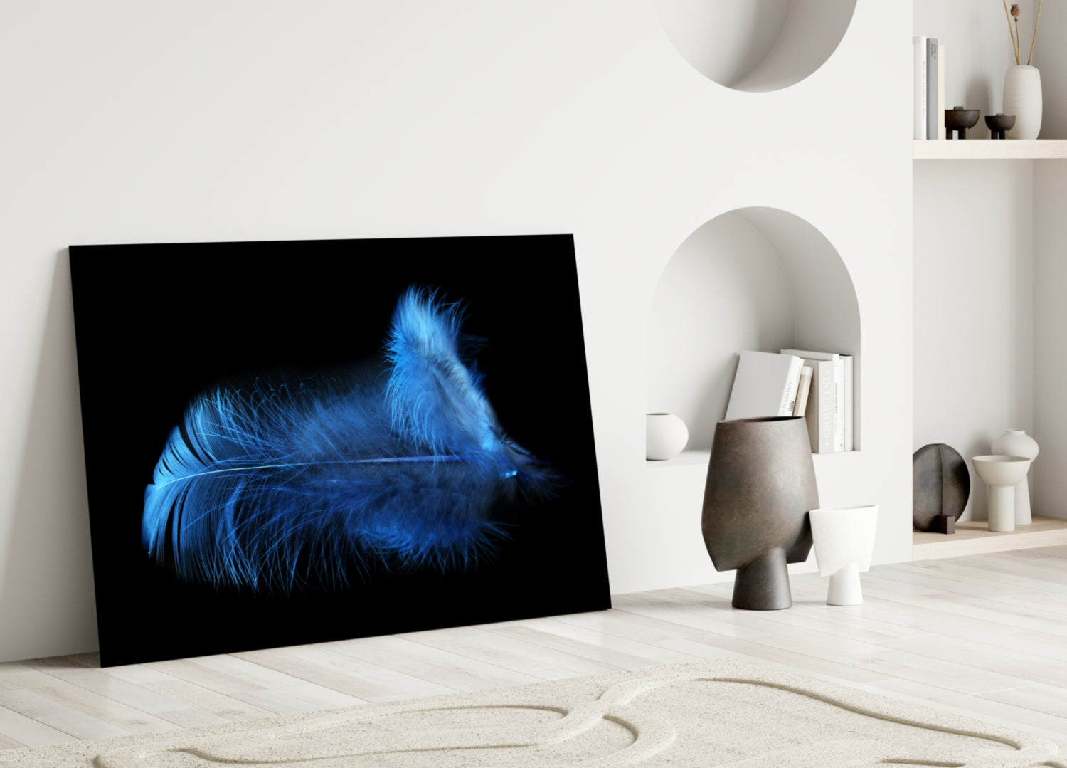 Insigneart USA Insigneart USA Blue Feather Glass Wall Art