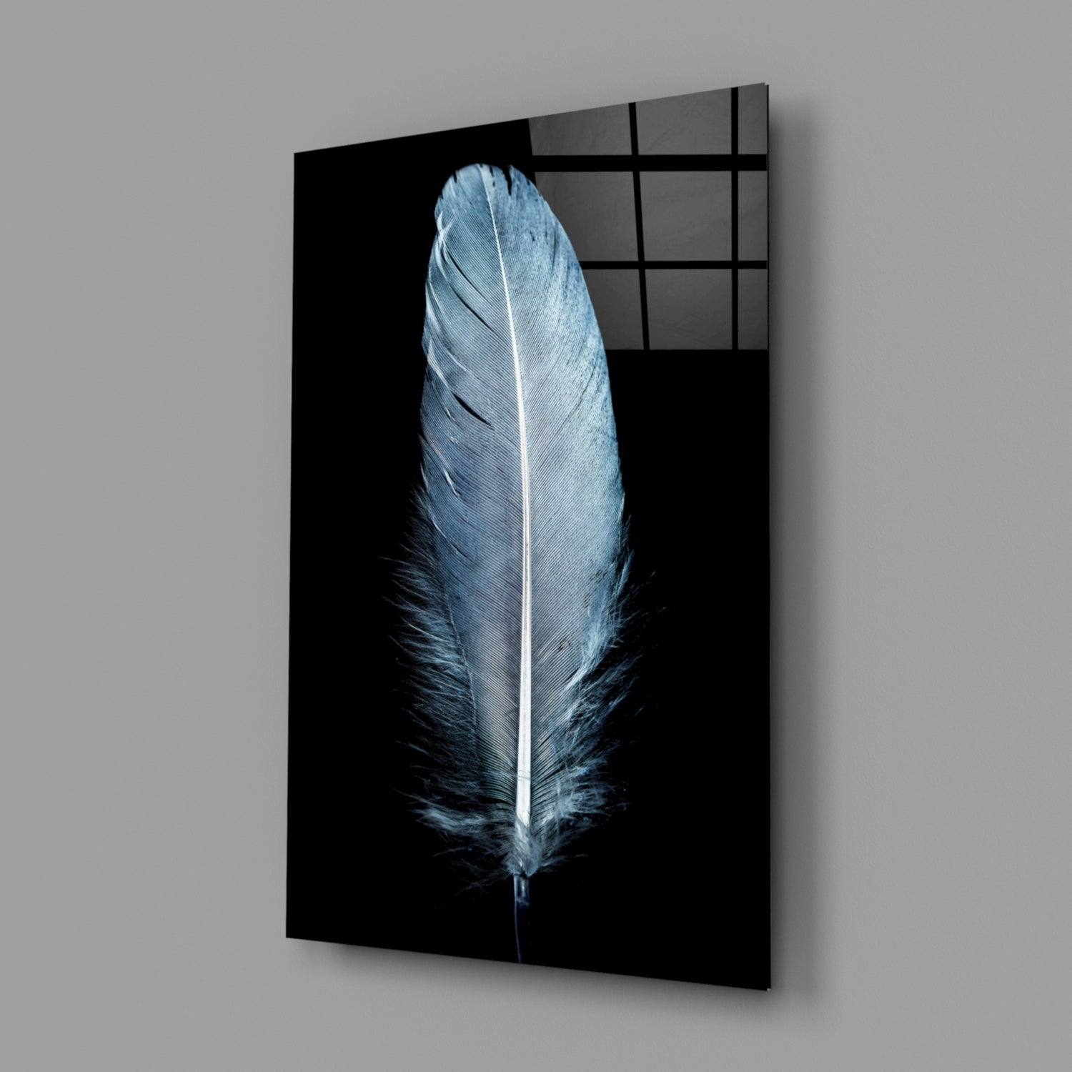 Insigneart USA Insigneart USA Blue Feather Glass Wall Art