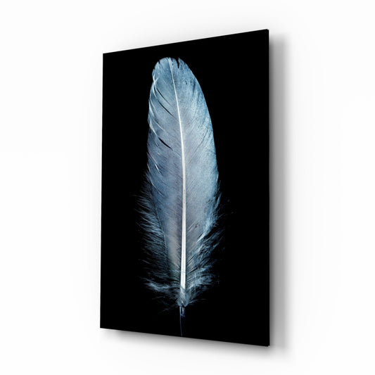 Insigneart USA Insigneart USA Blue Feather Glass Wall Art