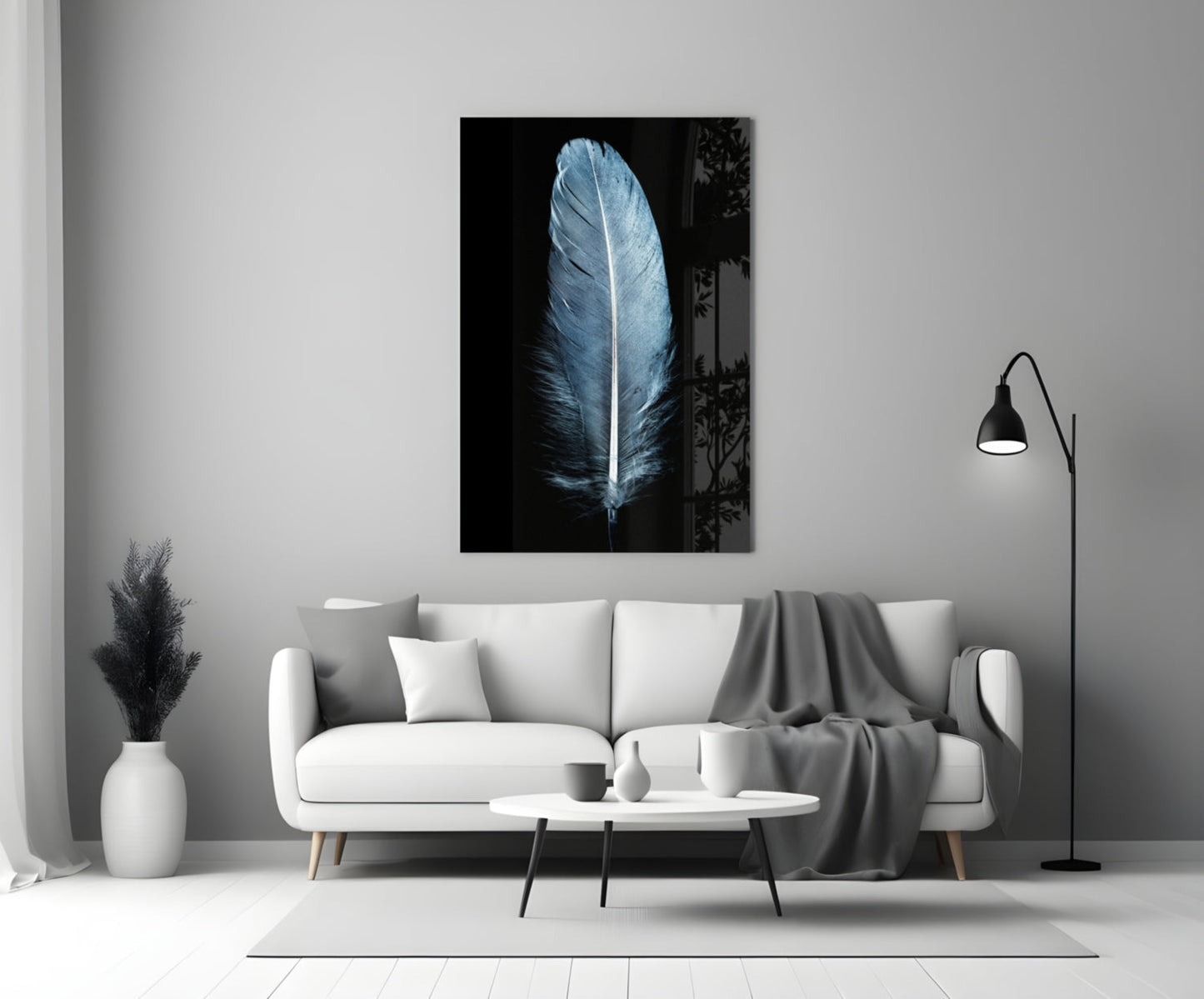Insigneart USA Insigneart USA Blue Feather Glass Wall Art