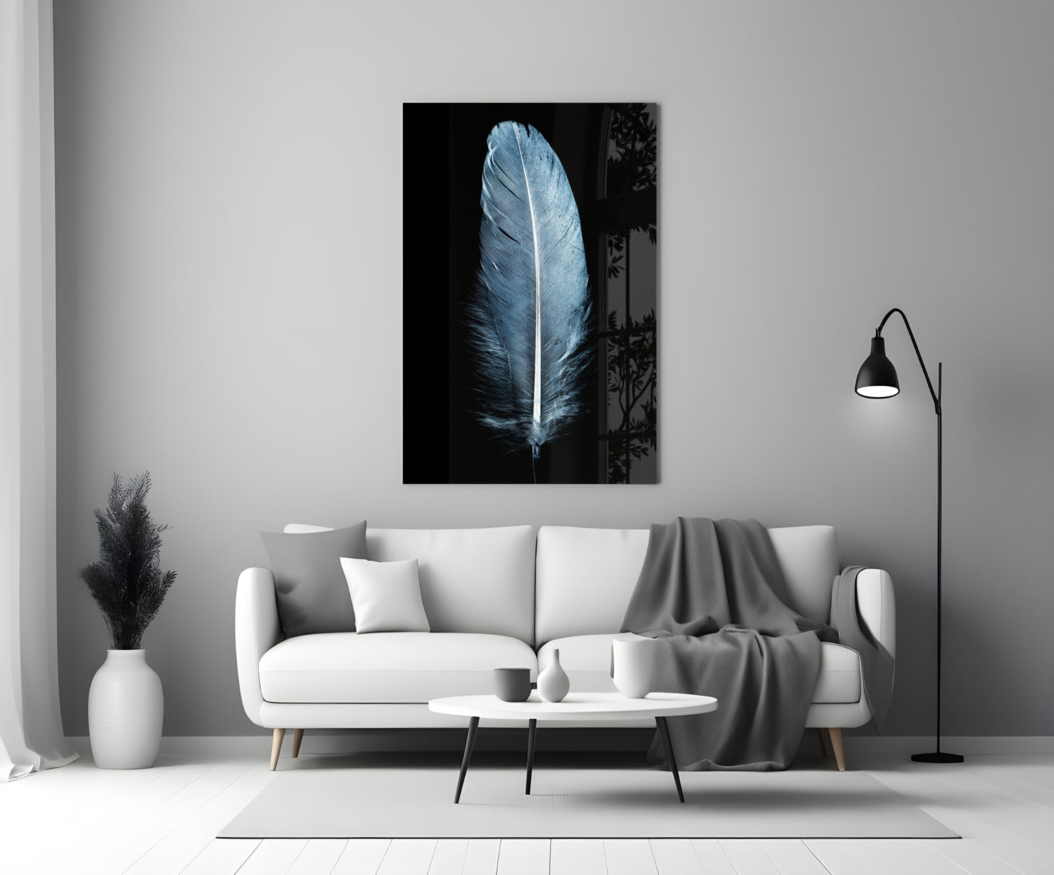 Insigneart USA Insigneart USA Blue Feather Glass Wall Art