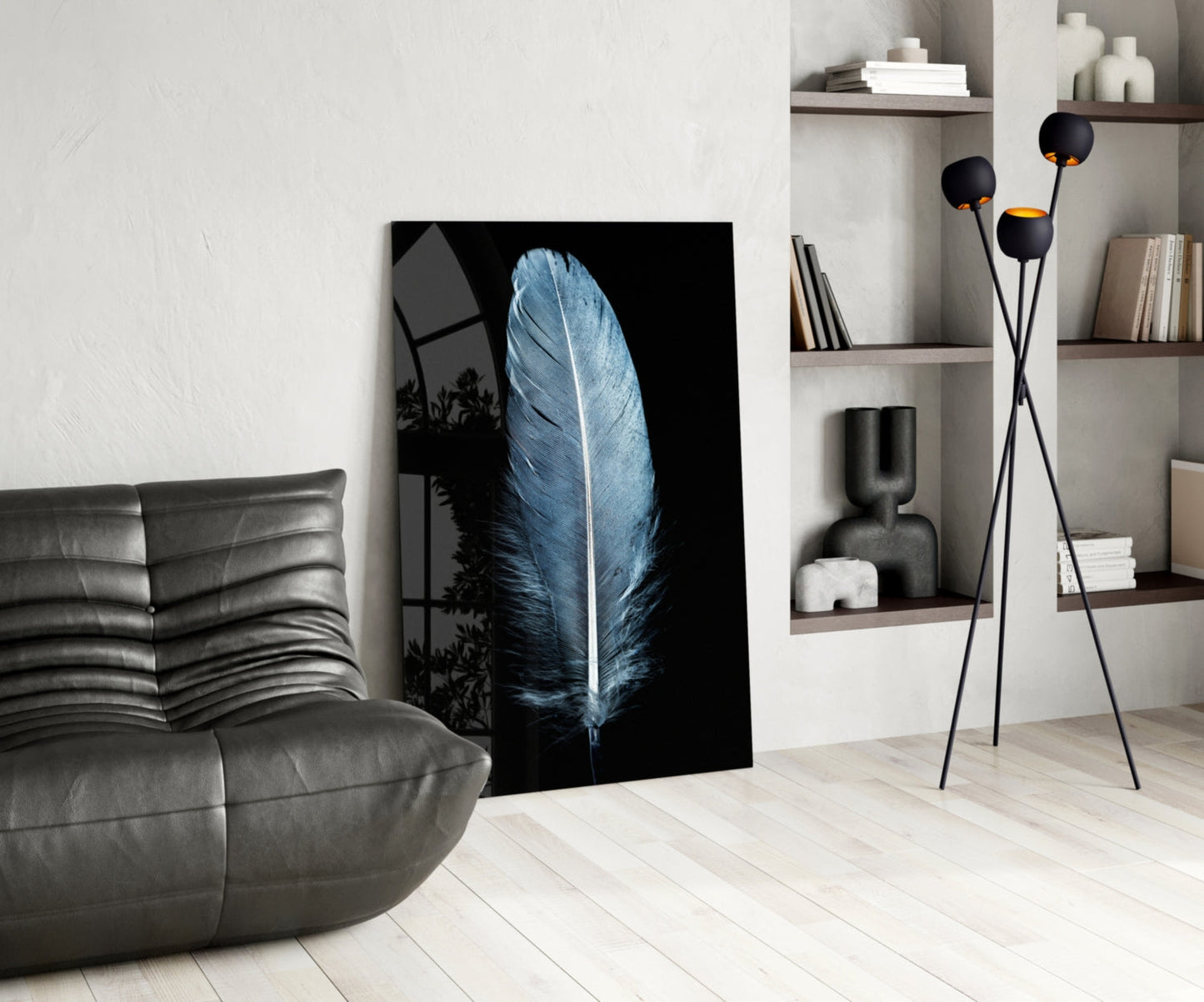 Insigneart USA Insigneart USA Blue Feather Glass Wall Art
