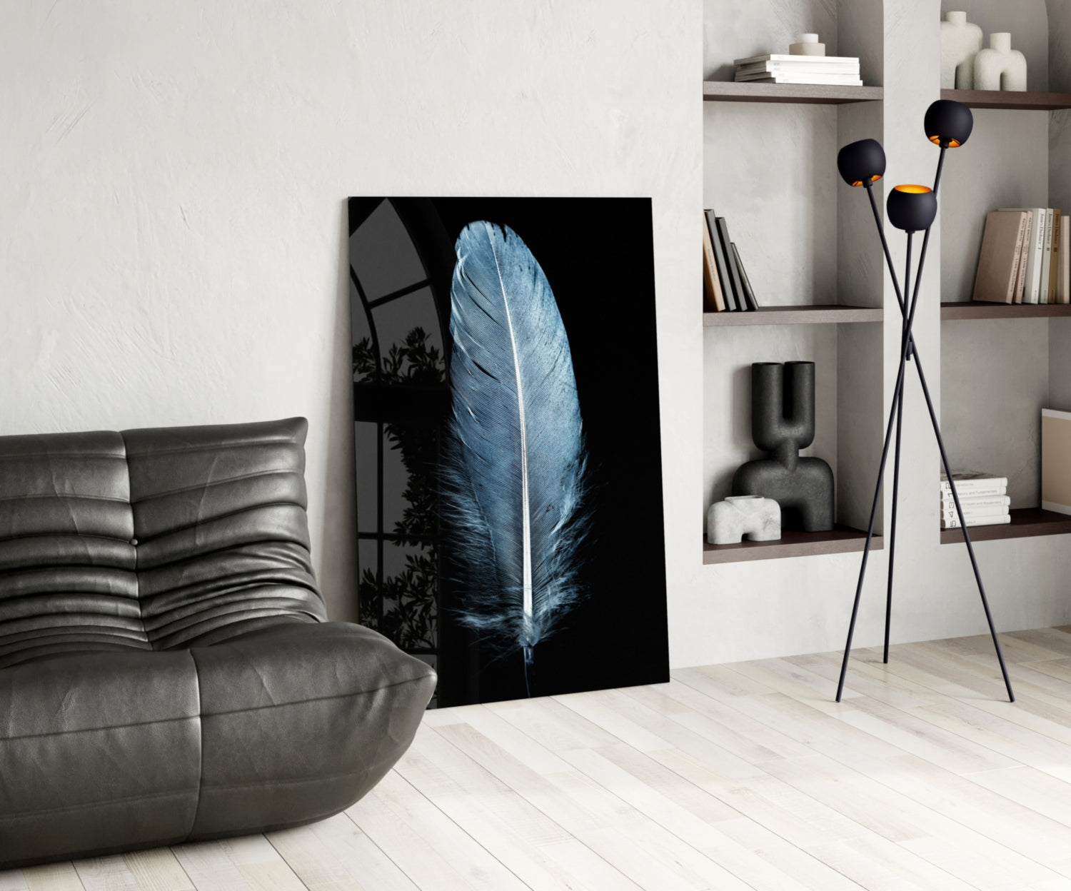 Insigneart USA Insigneart USA Blue Feather Glass Wall Art