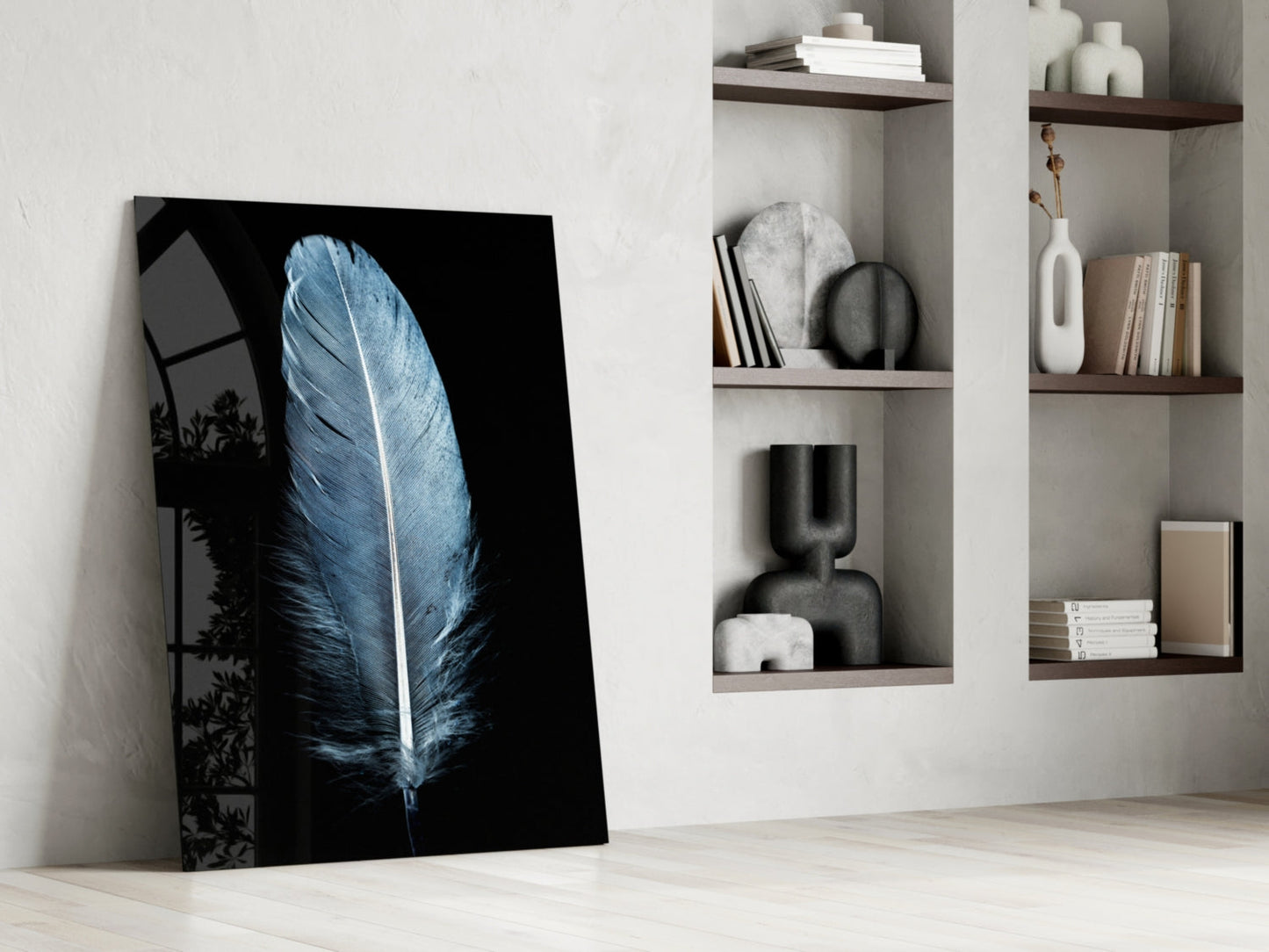 Insigneart USA Insigneart USA Blue Feather Glass Wall Art
